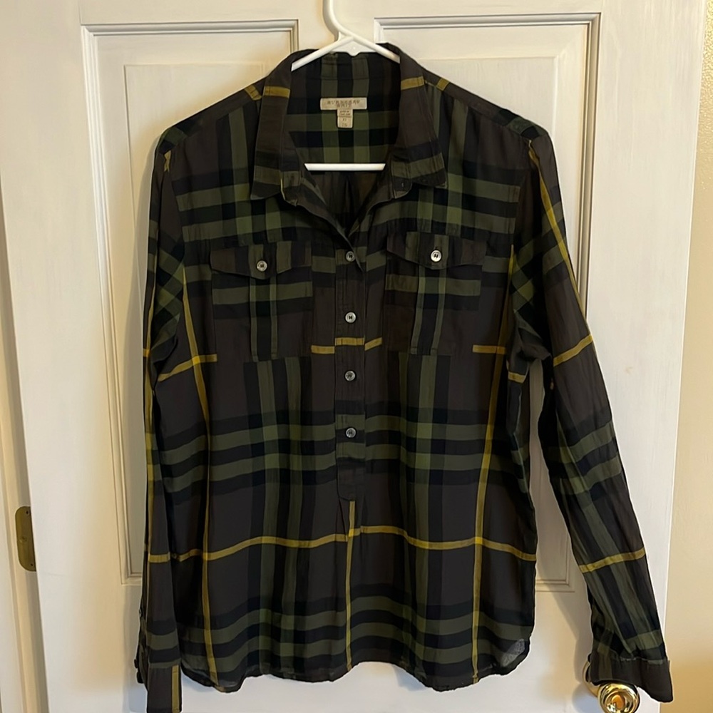 BURBERRY Pull Over Shirt olive green Sz XL